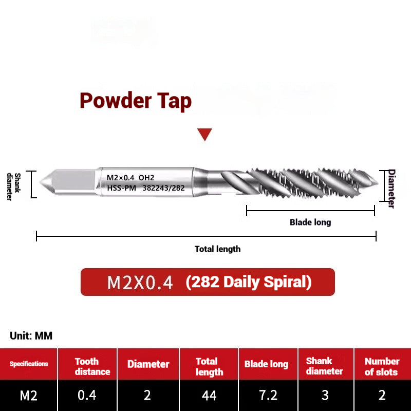 1107-OST powder high-speed steel taps Japanese standard apex screw tip spiral coarse teeth powder metallurgy tapping taps Shandong Denso Pricision Tools Co.,Ltd.